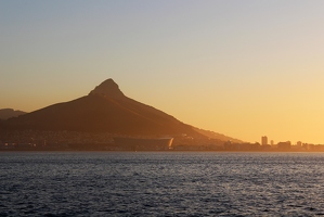 Lion's head at evening